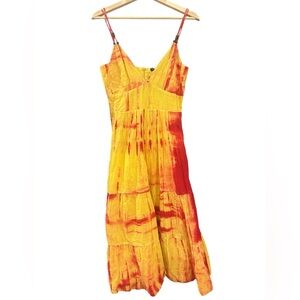 CHAUDRY KC ANTHROPOLOGIE SUNSET TIE DYE MAXI DRESS